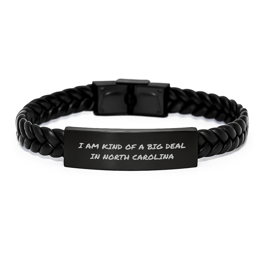 Funny Inspirational North Carolina Gifts for Men from Friends to Family - Interlaced Leather Bracelet for Graduation - Image 1