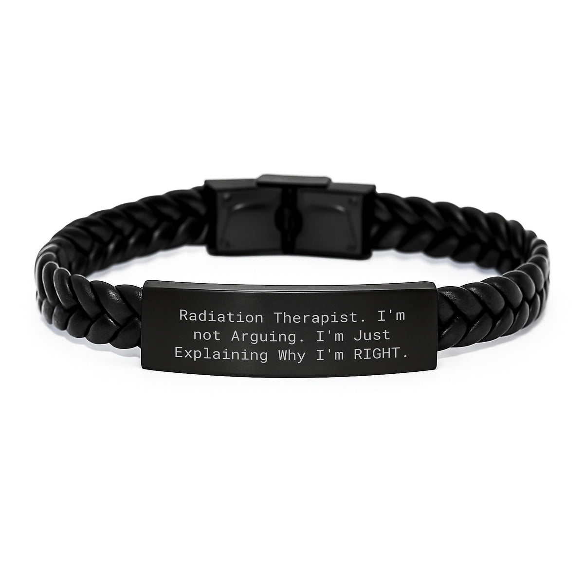 Funny Radiation Therapist Gifts from Friends and Family for Men and Women Interlaced Leather Bracelet Stainless Steel PU Leather Christmas Unique Presents - Image 1