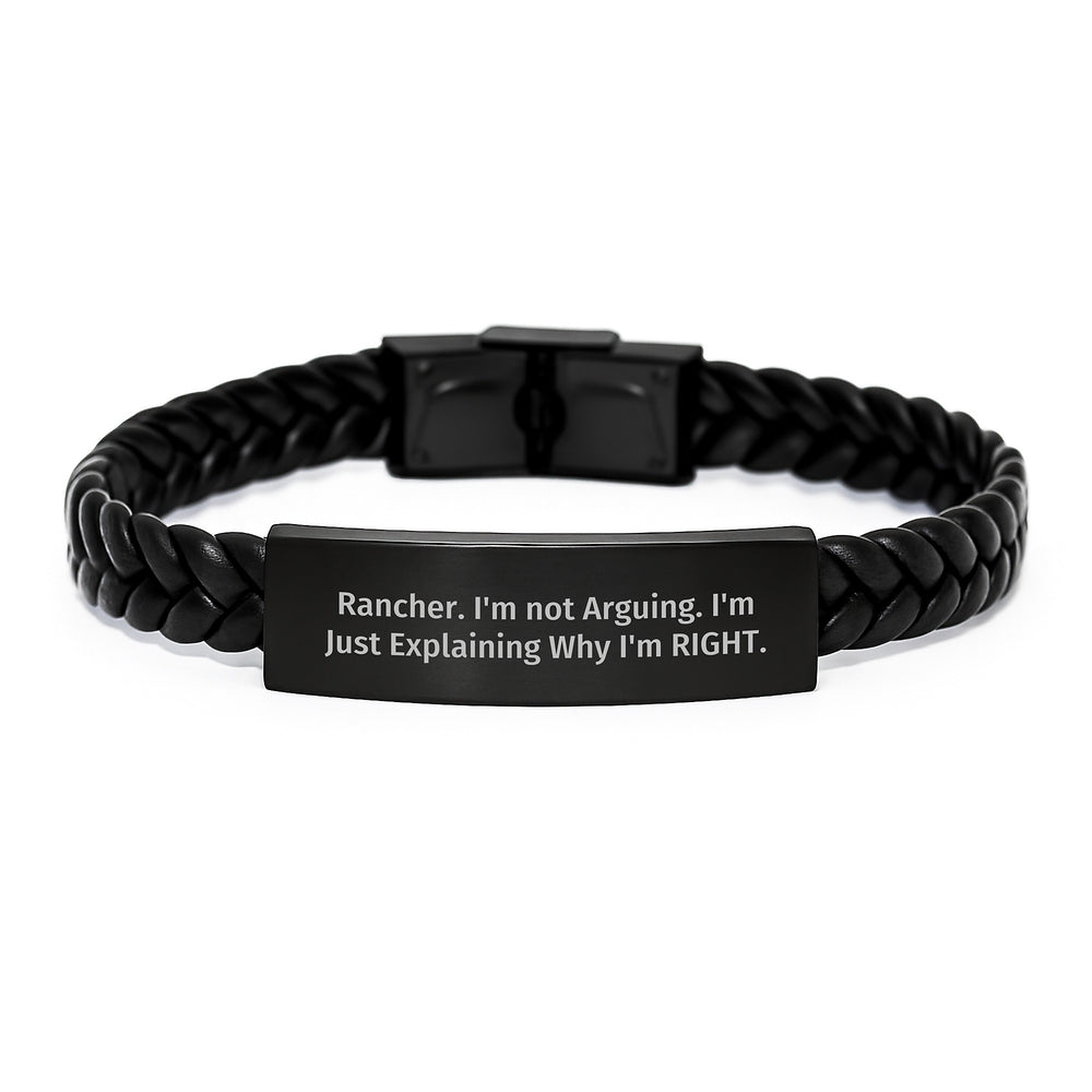 Funny Rancher Gifts from Friends, Interlaced Leather Bracelet for Men, Unique Christmas Unique Gifts for Rancher - Image 1