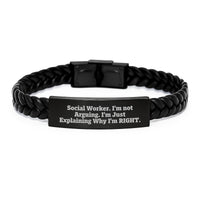 Load image into Gallery viewer, Funny Social Worker Gifts, Unique Interlaced Leather Bracelet, &#39;I&#39;m Not Arguing, I&#39;m Just Explaining Why I&#39;m Right&#39; Men Women Coworkers Family - Image 1
