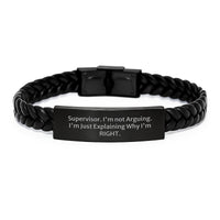 Load image into Gallery viewer, Funny Supervisor Gifts, Christmas Unique Interlaced Leather Bracelet for Supervisor, &#39;I&#39;m Not Arguing. I&#39;m Just Explaining Why I&#39;m Right.&#39; Men&#39;s Supervisor Office Accessories - Image 1
