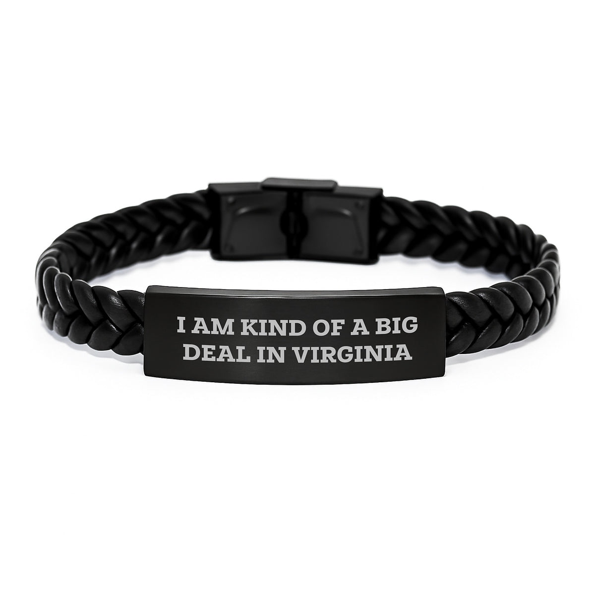 Funny Virginia Gifts for Him, Interlaced Leather Bracelet Men's Gift from Virginia, Christmas Unique - Image 1