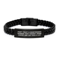 Load image into Gallery viewer, Funny Maintenance Worker Gifts from Men - Interlaced Leather Bracelet for Maintenance Worker - Mother's Day Unique Gifts - Image 1