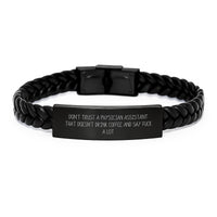 Load image into Gallery viewer, Funny Physician Assistant Gifts for Men Christmas Unique Interlaced Leather Bracelet from Coworkers - Image 1