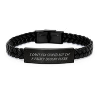 Load image into Gallery viewer, Funny Clerk Gifts from Men, Unique Interlaced Leather Bracelet for Clerk Valentine's Unique Gifts - Image 1
