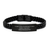 Load image into Gallery viewer, Funny groundskeeper Gifts from Friends, Christmas Unique Gifts for groundskeeper Men, Interlaced Leather Bracelet - Image 1
