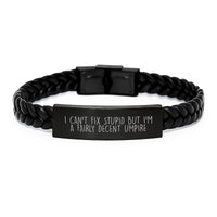 Load image into Gallery viewer, Funny Umpire Quote Interlaced Leather Bracelet Valentine's Unique Gifts from Men to Friends Umpire, Umpire Inspirational Gifts, Gifts for Umpire Umpire Enthusiast - Image 1