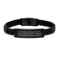 Load image into Gallery viewer, Funny Quotes for Apartment Manager - Gifts from Friends, Valentine's Unique Gifts, Interlaced Leather Bracelet with Stainless Steel, Encouragement for Men - Image 1