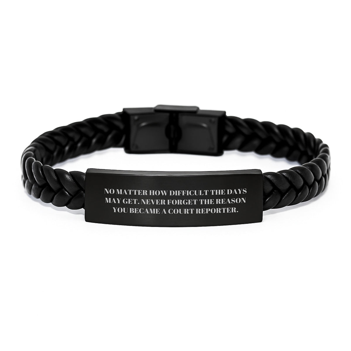 Inspiring Court Reporter Gifts - Interlaced Leather Bracelet for Men and Women - Funny Quote 'No Matter How Difficult The Days May Get' - Unique Christmas Memorable Present from Friends or Family - Image 1