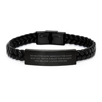 Load image into Gallery viewer, Gifts from Family, Friends, or Coworkers for Loan Officer Valentine's Unique Interlaced Leather Bracelet with Inspirational Quote - Image 1