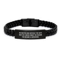 Load image into Gallery viewer, Funny Supervisor Gifts for Men, Funny Interlaced Leather Bracelet Birthday Unique Gifts from Family Friends Coworkers, Never Forget Reason You Became Supervisor - Image 1