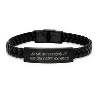 Load image into Gallery viewer, Funny Stepdad Gifts from Men, Stepdad Interlaced Leather Bracelet, Unique Birthday Unique Gifts for Stepdad, Being 'My Stepdad' Is the Only Gift You Need - Image 1