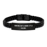 Load image into Gallery viewer, Hunting Isn't A Hobby. It's A Calling. - Gifts from Family for Hunting Enthusiasts, Mother's Day Unique Leather Bracelets, Interlaced Leather Hunting Accessories - Image 1
