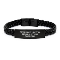 Load image into Gallery viewer, Gifts from Friends and Family for Welding Enthusiasts, Valentine's Unique Welding Inspired Interlaced Leather Bracelet for Him - Image 1
