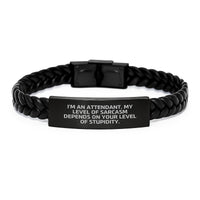 Load image into Gallery viewer, Funny Attendant Gifts from Friends for Attendants - Interlaced Leather Bracelet with Sarcasm Quote, Perfect for Christmas Unique Presents - Image 1
