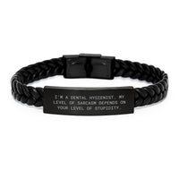 Load image into Gallery viewer, Funny Sarcastic Dental Hygienist Gifts from Men - Interlaced Leather Bracelet for Valentine's Unique Gifts - Image 1