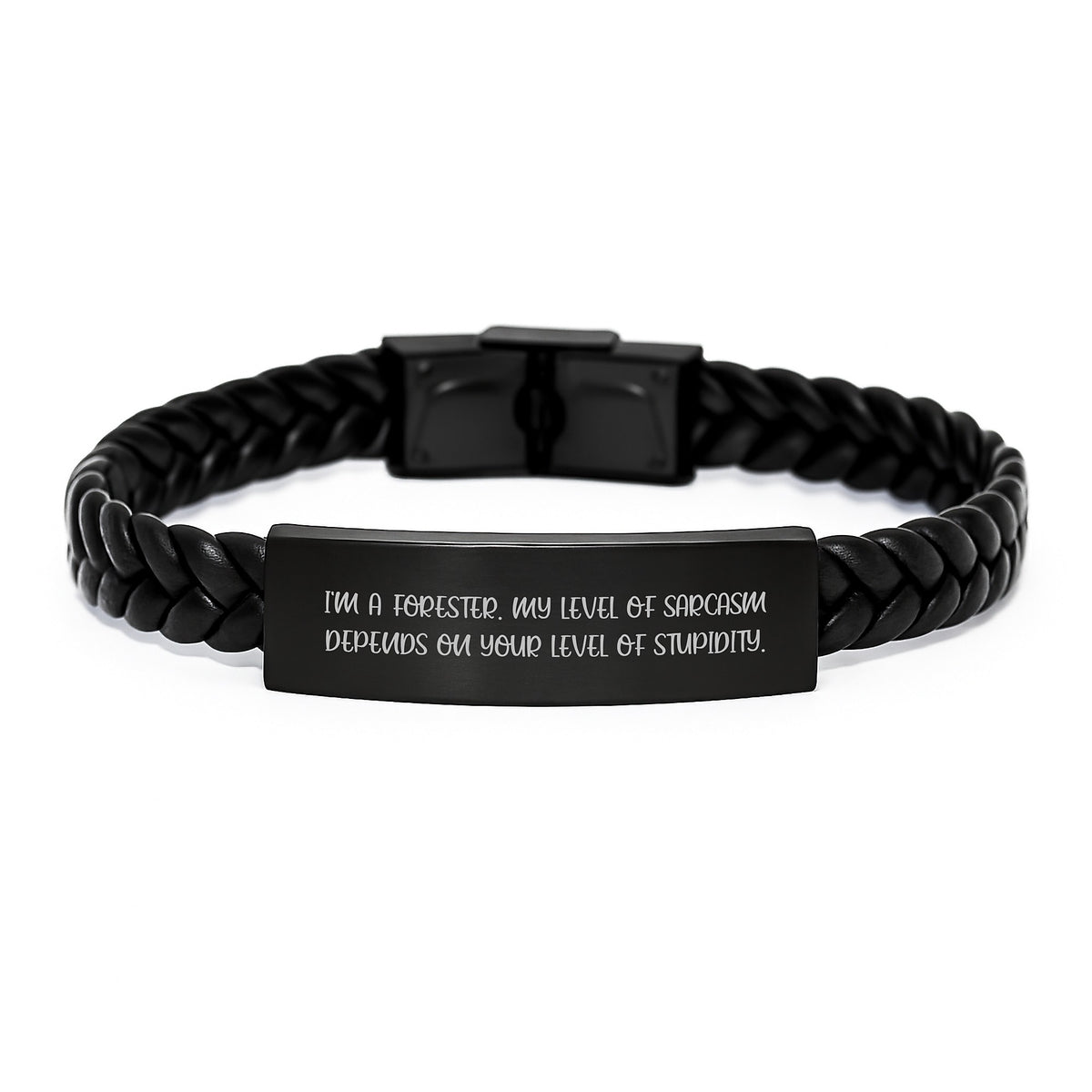 Funny Forester Gifts for Men - Christmas Unique Interlaced Leather Bracelet with Sarcasm Quote, Stainless Steel and PU Leather, Gifts from Friends and Family - Image 1
