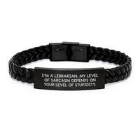 Load image into Gallery viewer, Funny Librarian Gifts for Men Birthday Unique Leather Interlaced Bracelets from Friends with Sarcasm Quote - Image 1