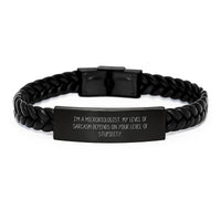 Load image into Gallery viewer, Funny Sarcasm Microbiologist Gifts for Men from Family - Interlaced Leather Bracelet with Stainless Steel, PU Leather, Birthday Unique Gifts - Image 1
