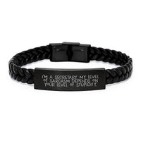 Load image into Gallery viewer, Funny Secretary Gift, Interlaced Leather Bracelet with Sassy Quote, Unique Valentine's Unique Gifts from Women to Secretary - Image 1