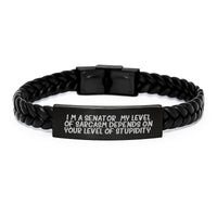 Load image into Gallery viewer, Senator Funny Quote Interlaced Leather Bracelet, Gifts from Friends, Unique Senator Gifts for Senator, Senator Men's Leather Bracelet, Funny Senator Quote Interlaced Leather Bracelet - Image 1