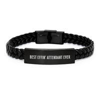 Load image into Gallery viewer, Funny Attendant Gifts for Him or Her, Best Effin' Attendant Ever Interlaced Leather Bracelet, Unique Mother's Day Unique Gifts from Men to Women - Image 1