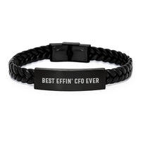 Load image into Gallery viewer, Funny CFO Gifts for Mom - Best Effin' Cfo Ever Interlaced Leather Bracelet Gifts from Men to Women Family - Image 1