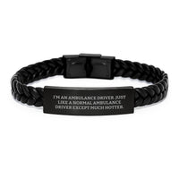 Load image into Gallery viewer, Ambulance Driver Gifts, Funny Quote Interlaced Leather Bracelet, Gifts from Friends, Gifts for Ambulance Driver, Unique Graduation Present - Image 1
