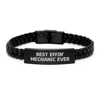 Load image into Gallery viewer, Funny Mechanic Gifts for Men - Best Effin' Mechanic Ever Interlaced Leather Bracelet, Gifts from Family to Mechanic, Mother's Day Unique Gifts - Image 1