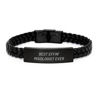 Load image into Gallery viewer, Funny Mixologist Gifts for Mom, Best Effin' Mixologist Ever Interlaced Leather Bracelet, Gifts from Men to Mom on Mother's Day - Image 1