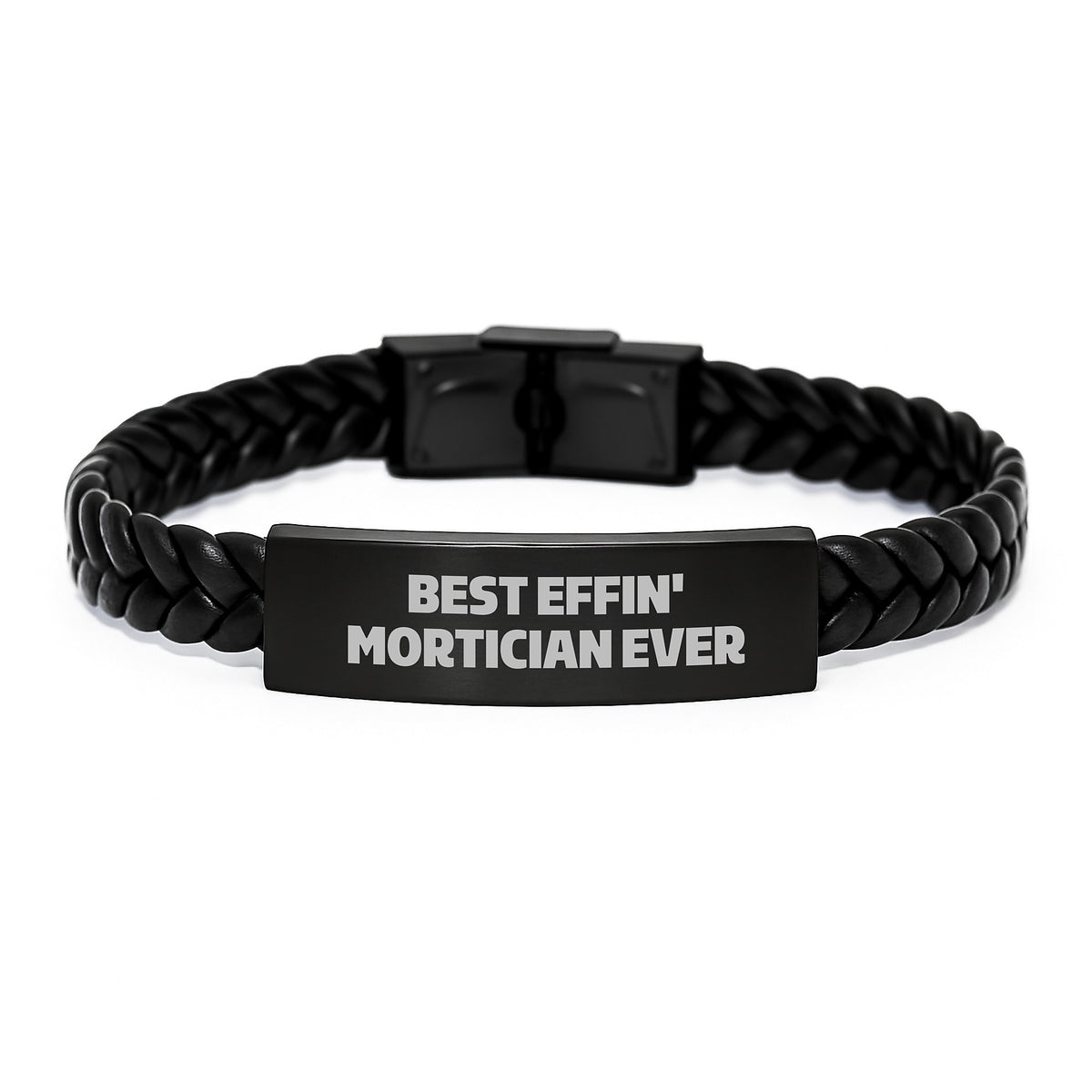 Funny Mortician Gifts, Unique Interlaced Leather Bracelet for Mortician, Best Effin' Mortician Ever Quote, Christmas Unique Gifts for Mortician Friends - Image 1