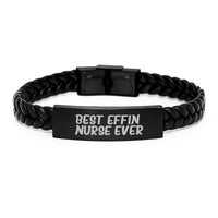 Load image into Gallery viewer, Funny Nurse Interlaced Leather Bracelet Gifts from Men to Best 'Effin' Nurse Ever, Birthday Unique Gifts for Nurses - Image 1