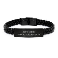 Load image into Gallery viewer, Funny Pediatrician Gifts for Men from Friends Best Effin' Pediatrician Ever Interlaced Leather Bracelet for Christmas Unique Presents - Image 1