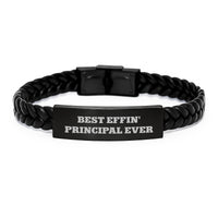 Load image into Gallery viewer, Funny Principal Gifts from Men, Inspirational Best Effin' Principal Ever Interlaced Leather Bracelet for Women Mother's Day Unique Presents - Image 1