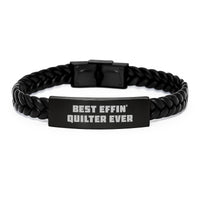 Load image into Gallery viewer, Quilter Gifts from Friends, Best Effin' Quilter Ever Interlaced Leather Bracelet, Birthday Unique Gifts for Quilter - Image 1