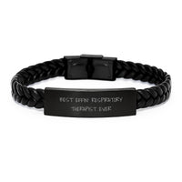 Load image into Gallery viewer, Unique Birthday Unique Gifts from Friends for Respiratory Therapist Interlaced Leather Bracelet with Funny Quote Best Effin' Respiratory Therapist Ever - Image 1