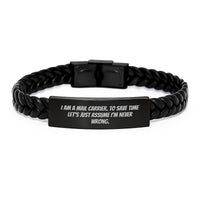 Load image into Gallery viewer, Funny Mail Carrier Gift Ideas for Men, Unique Interlaced Leather Bracelets, Birthday Unique Gifts from Family to Friends - Image 1