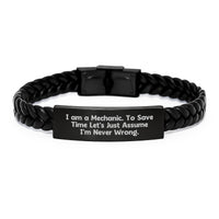 Load image into Gallery viewer, Funny Mechanic Gifts for Him - Interlaced Leather Bracelet from Son, Husband, or Friend on Father's Day - Image 1