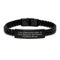 Load image into Gallery viewer, Gifts from Real Estate Agent Friends, Funny Inspirational Quote Interlaced Leather Bracelet, Birthday Unique Real Estate Agent Gifts for Men - Image 1