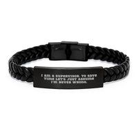 Load image into Gallery viewer, Funny Supervisor Gifts, Interlaced Leather Bracelets for Men, Gifts from Friends, Gifts for Supervisor on Mother's Day - Image 1