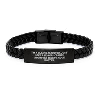 Load image into Gallery viewer, Claims Adjuster Funny Quote Interlaced Leather Bracelet Gifts from Friends, for Claims Adjuster Gifts Unique Graduation, Humorous Stainless Steel and PU Leather Accessory - Image 1
