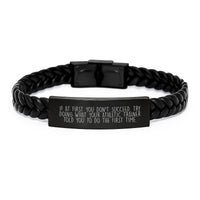 Load image into Gallery viewer, Funny Gifts from Athletic Trainer to Family, Interlaced Leather Bracelet for Mother's Day Unique Gifts, Quote Inspired Interlaced Leather Bracelet for Men or Women - Image 1