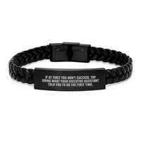 Load image into Gallery viewer, Funny Executive Assistant Gifts from Friends for Men Executive Assistant on Father's Day Interlaced Leather Bracelet - Image 1