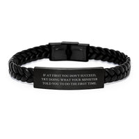 Load image into Gallery viewer, Funny Minister Gift Ideas, Minister Interlaced Leather Bracelet, Valentine's Unique Gifts from Men to Minister - Image 1