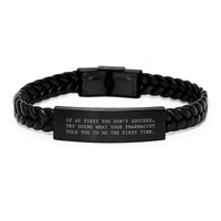 Load image into Gallery viewer, Funny Pharmacist Gifts from Men - Unique Interlaced Leather Bracelet for Pharmacist on Father's Day - Image 1