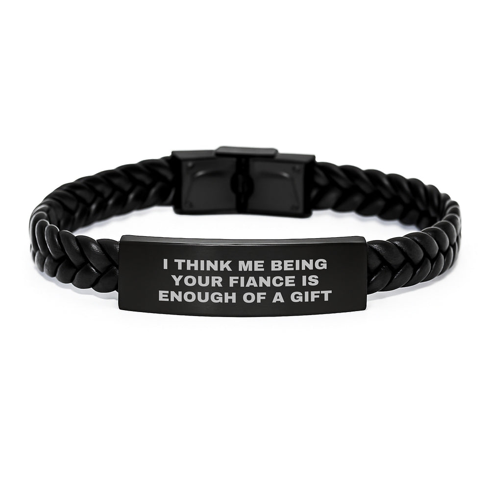 Funny Fiance Gifts for Him, Unique Interlaced Leather Bracelet from Men - Christmas - Image 1