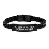 Load image into Gallery viewer, Driver Gifts from Friends - Funny Interlaced Leather Bracelet for Men, &#39;I&#39;m A Driver. Just Like A Normal Driver Except Much Hotter.&#39; Graduation Unique Gifts - Image 1
