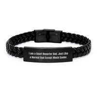 Load image into Gallery viewer, Court Reporter Gifts, Funny Dad Style Interlaced Leather Bracelets for Men, Unique Valentine's Unique Gifts from Dad to Court Reporter Son - Image 1