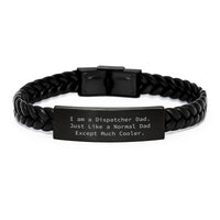 Load image into Gallery viewer, Gifts for Dispatcher Dad, Interlaced Leather Bracelet, Graduation Unique Gifts from Men, Funny Quotes, Dispatcher Dad Gifts - Image 1