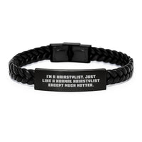 Load image into Gallery viewer, Hairstylist Gifts from Friends, Funny Quote Interlaced Leather Bracelet for Birthday, Gifts for Hairstylists, Men, Women, Coworkers, Family - Image 1
